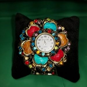 Vintage Multicolored flower watch